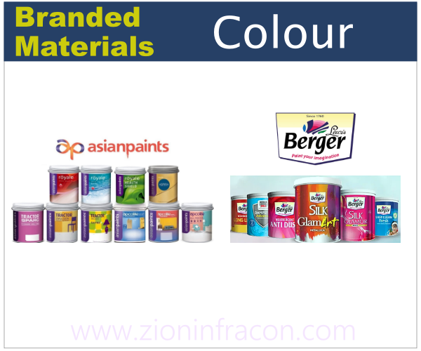 Branded Colour Materials Used By Zion Infracon